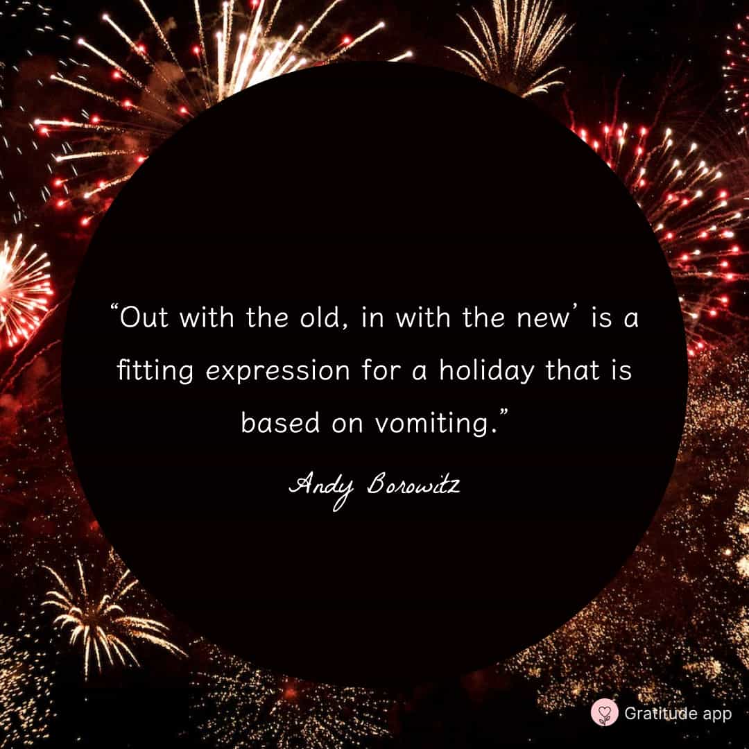 Image with a funny new year quote by Andy Borowitz