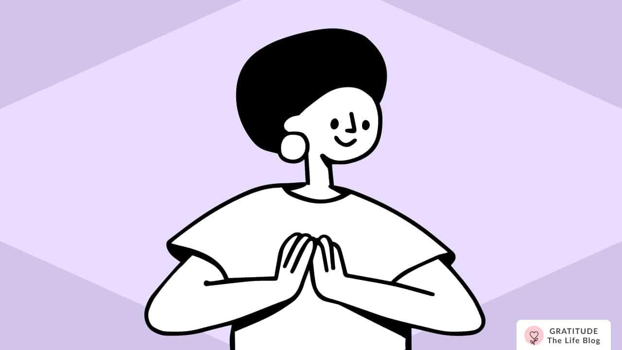 Image with illustration of a person with joined hands