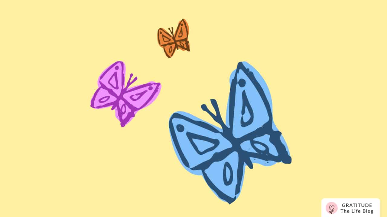 Image with illustration of three butterflies
