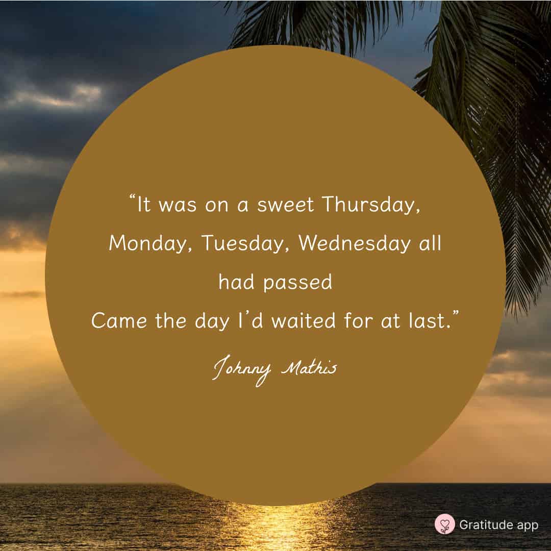 Image with a Thursday quote by Johnny Mathis