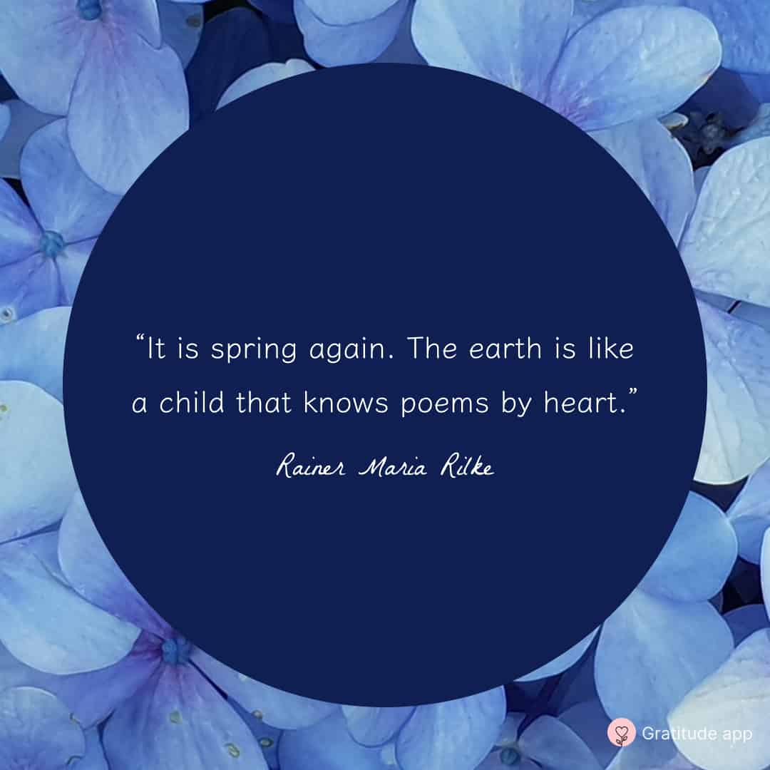 Image with a spring quote by Rainer Maria Rilke
