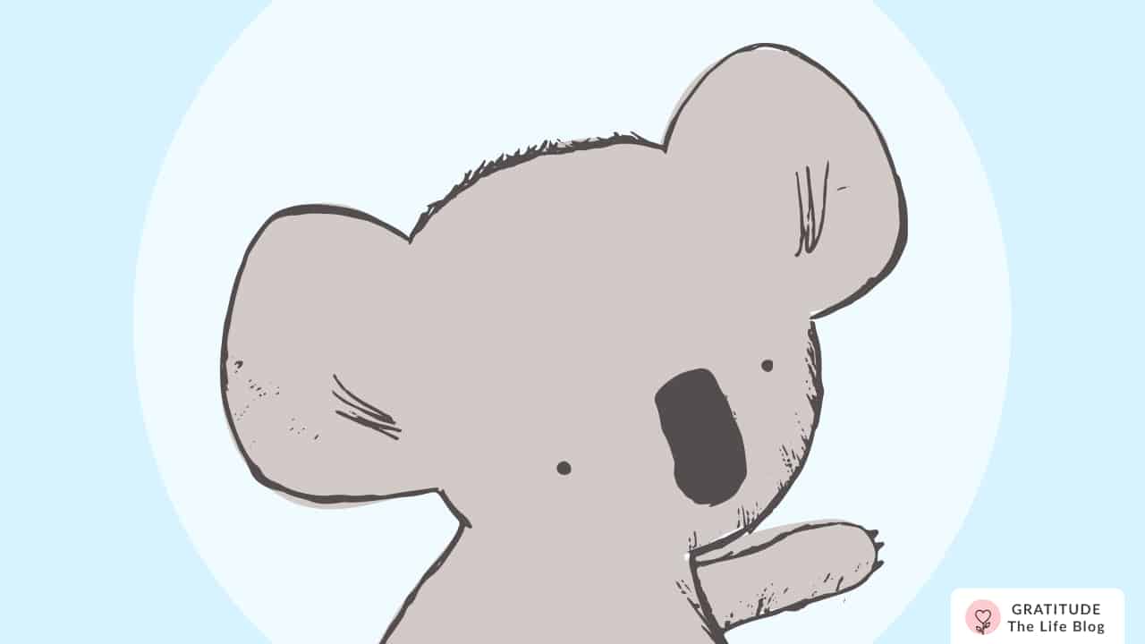 Image with illustration of a little koala