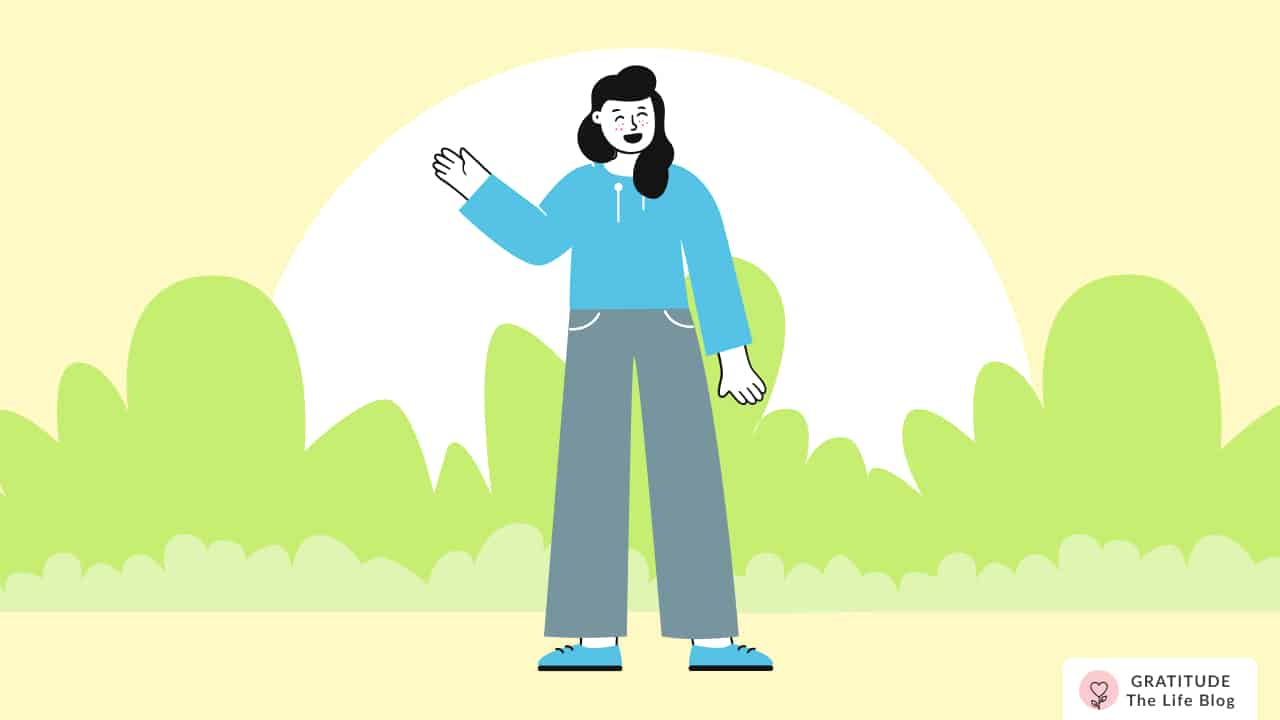 Image with illustration of a woman having a great day
