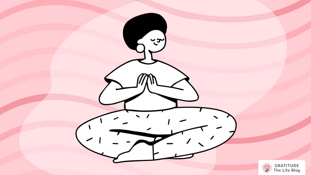 Image with illustration of a woman meditating