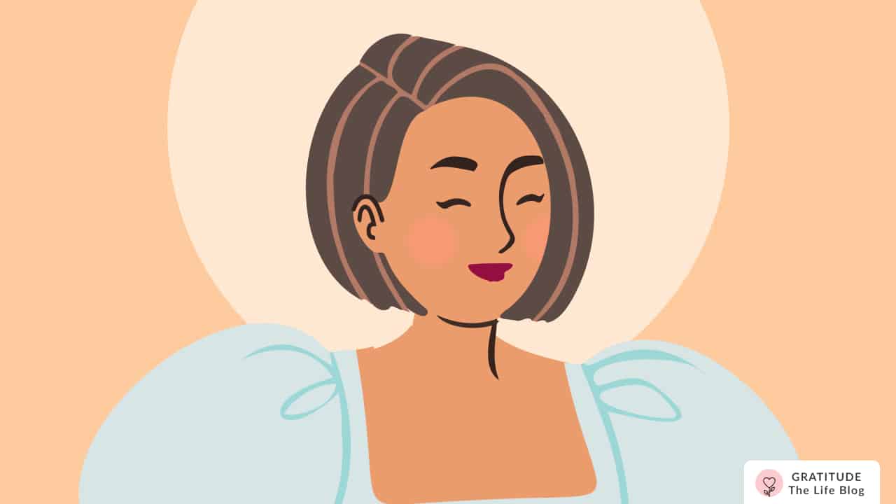 Image with illustration of a woman happy alone