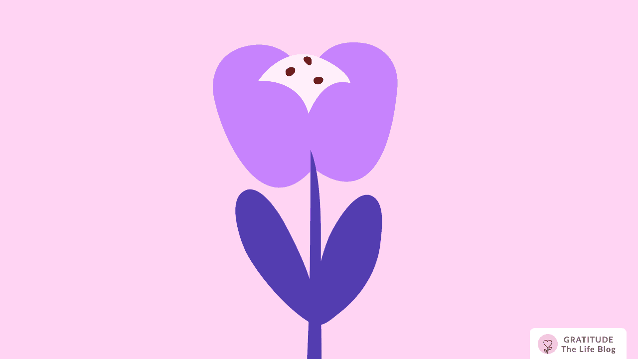 Image with illustration of a purple flower