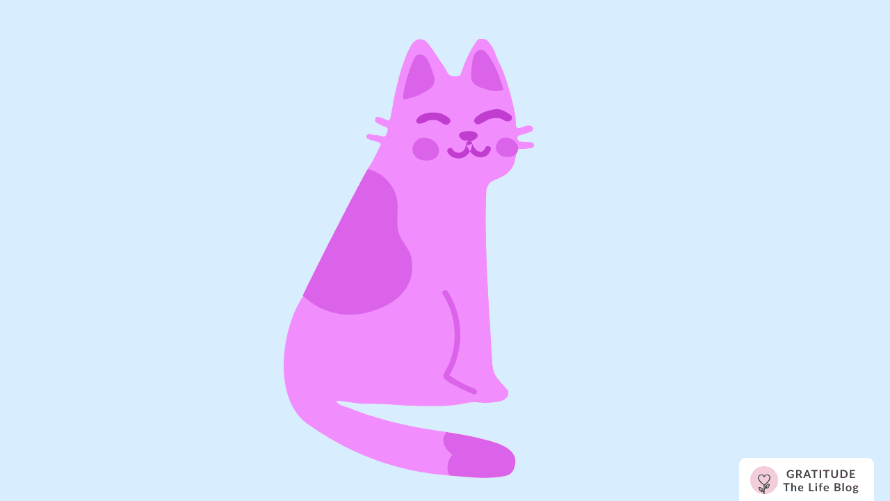 Image with illustration of a pink cat