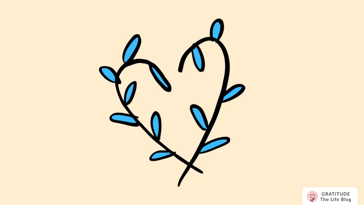 Illustration of a heart made of blue leaves
