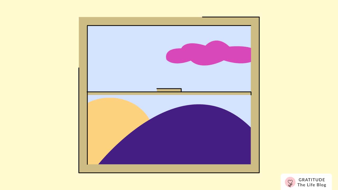 Illustration of a window and the scenery outside