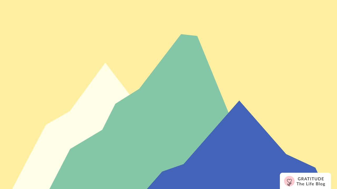 Image with illustration of three mountains