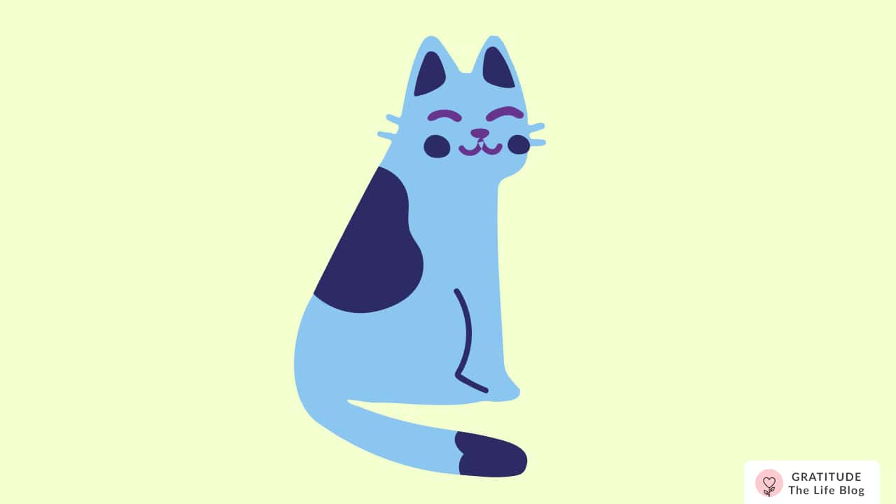 Image with illustration of a blue cat