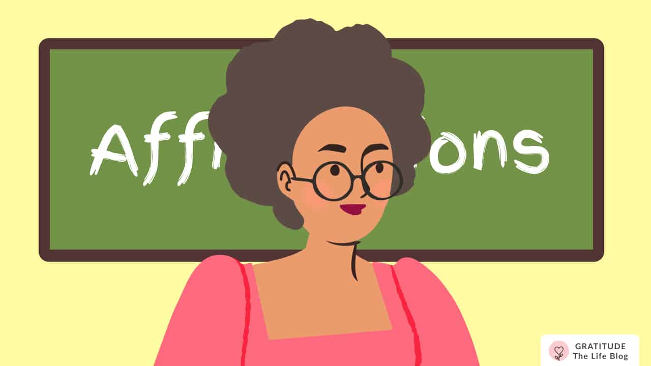 Image with illustration of a teacher with a board behind her