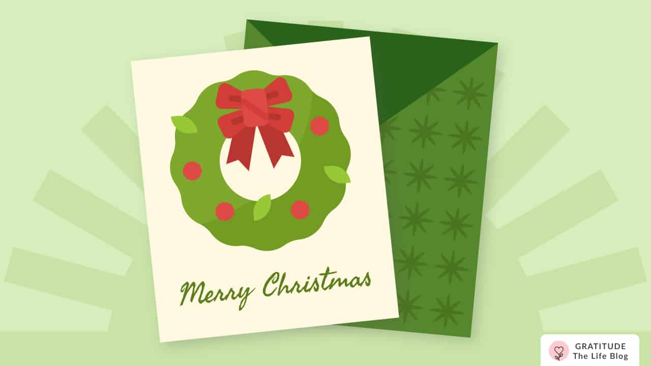 Image with illustration of a Christmas card and envelope