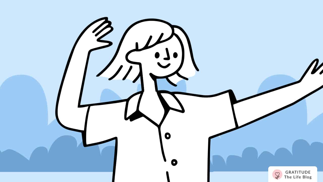 Image with illustration of a person with their arms raised