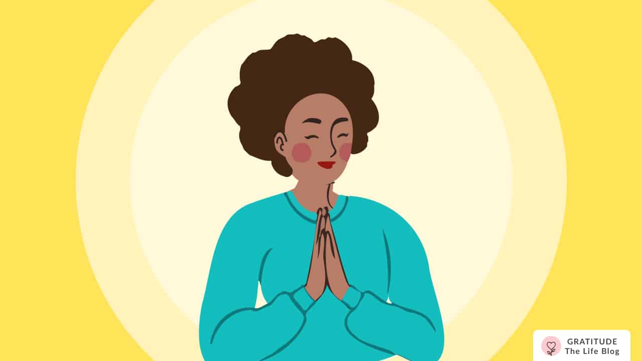 Image with illustration of a black woman praying