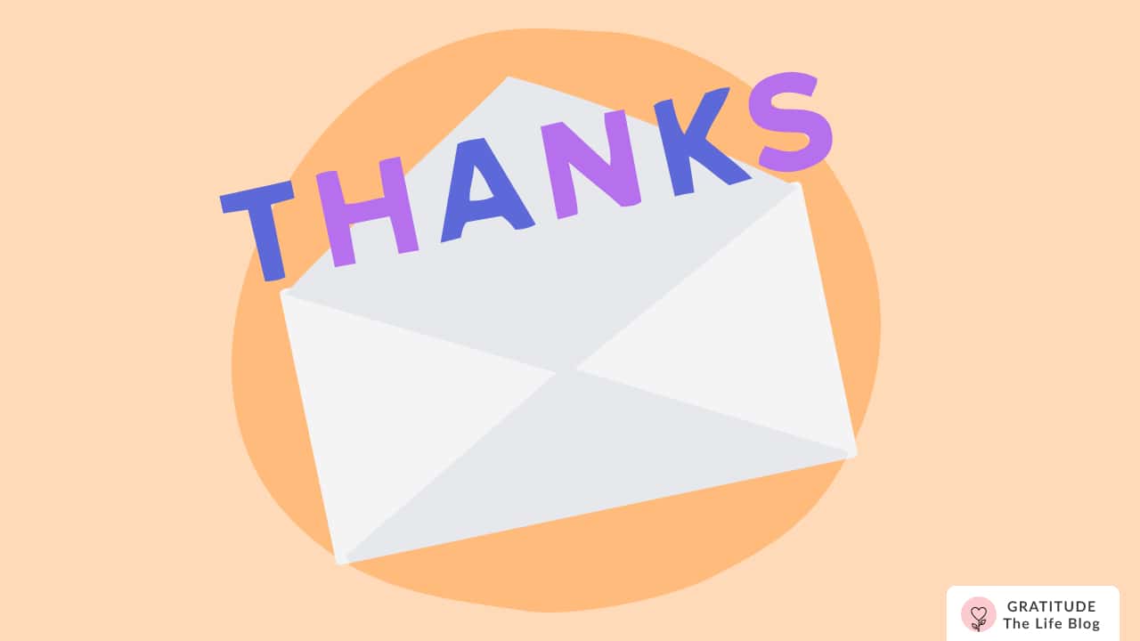 Image with illustration of a thank you note
