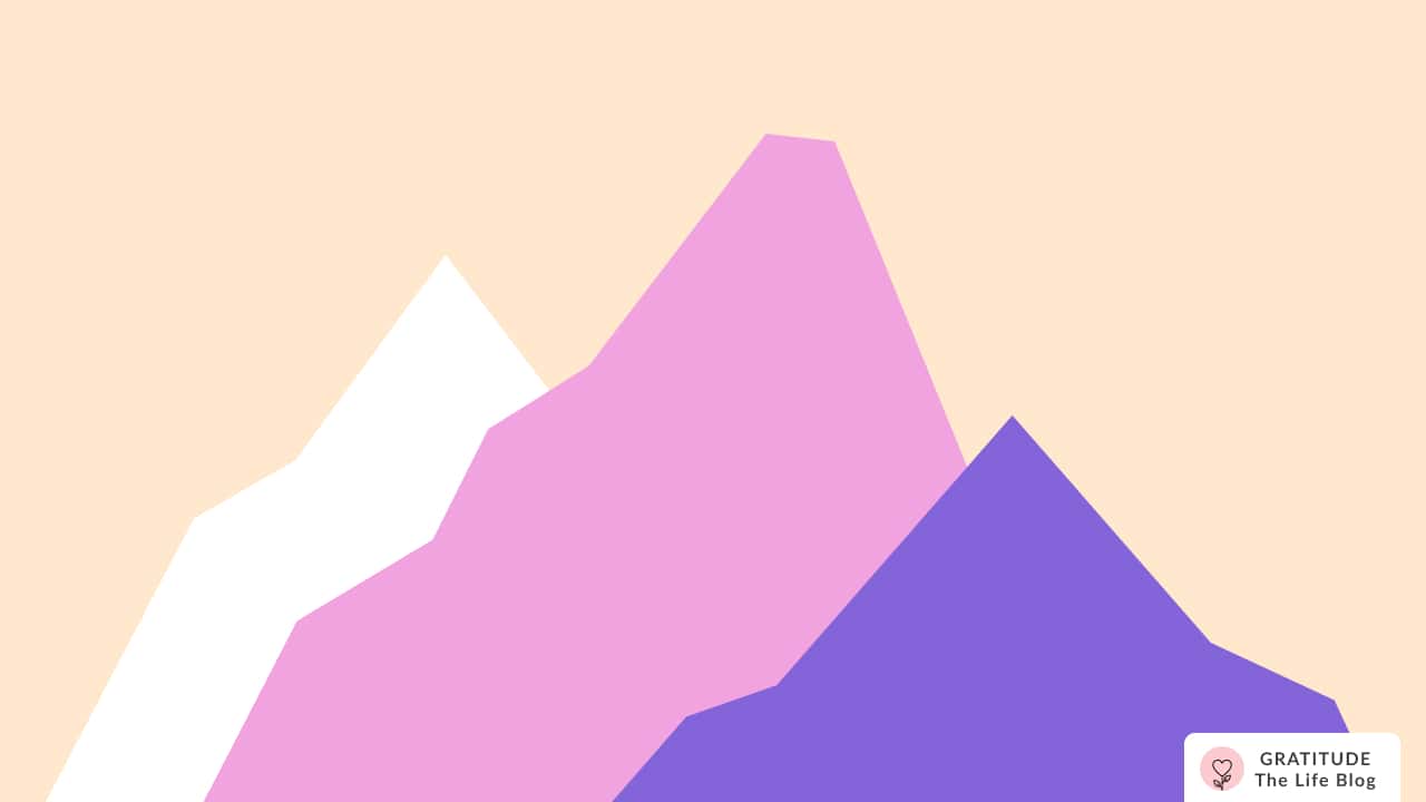 Image with illustration of three mountains