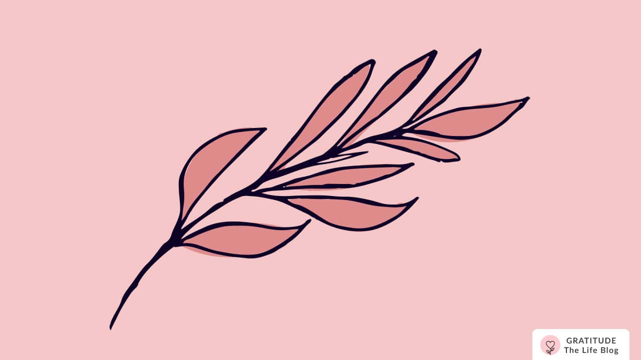 Image with illustration of pink leaves