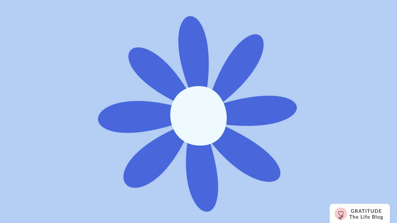 Image with illustration of a blue flower