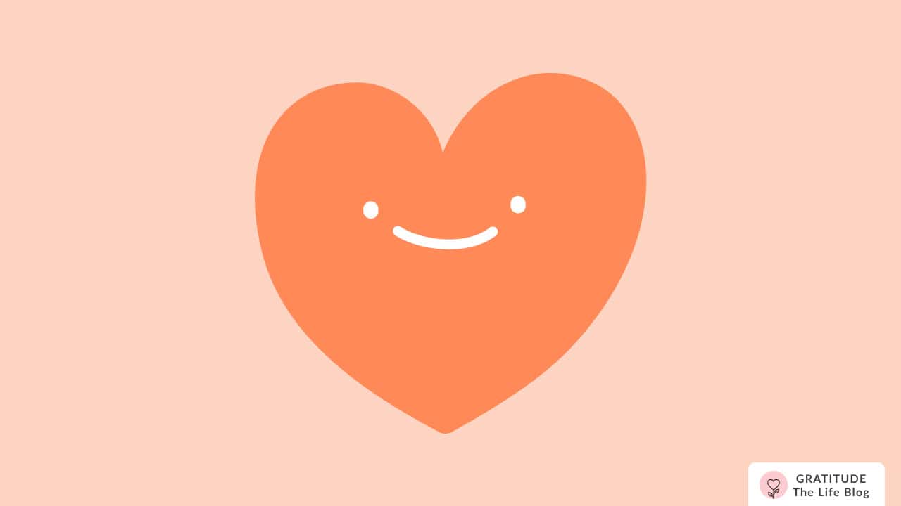 Image with illustration of a smiling orange heart