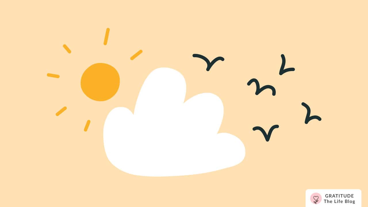 Image with illustration of sun and clouds