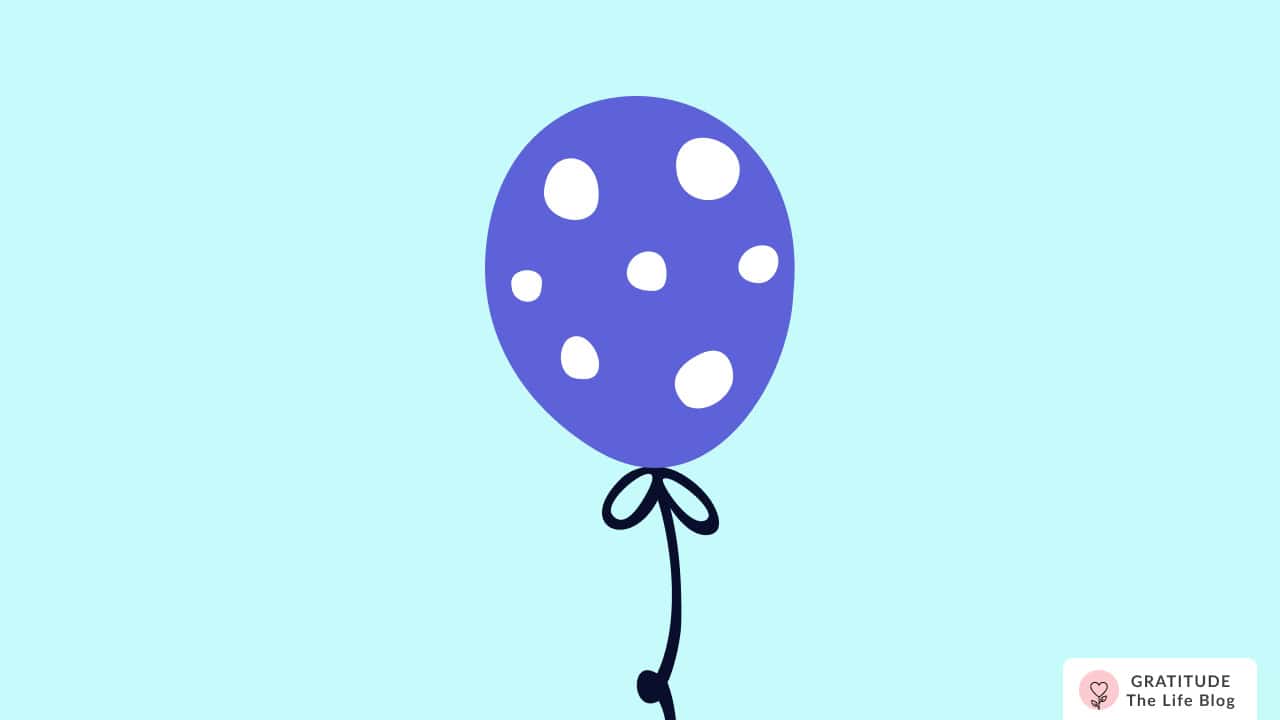 Image with illustration of polka dot balloon