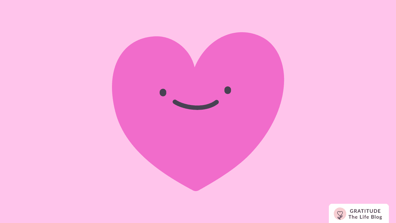 Image with illustration of a pink smiling heart