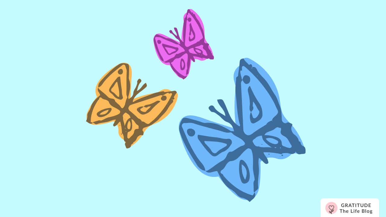 Image with illustration of three butterflies